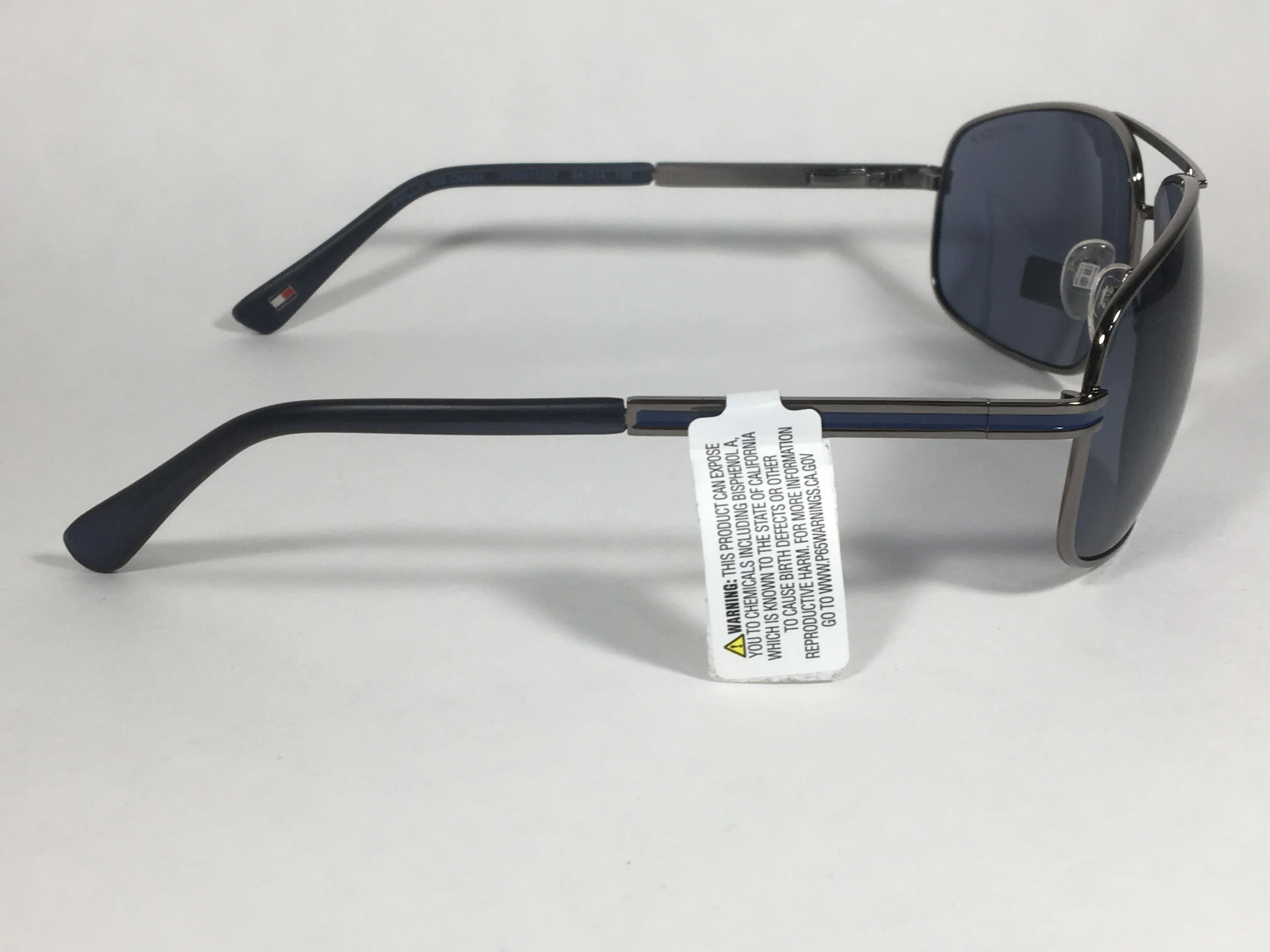 Tommy Hilfiger Phillip Rectangular Sunglasses Gunmetal Frame Blue Gray Lens PHILLIP MM OM224