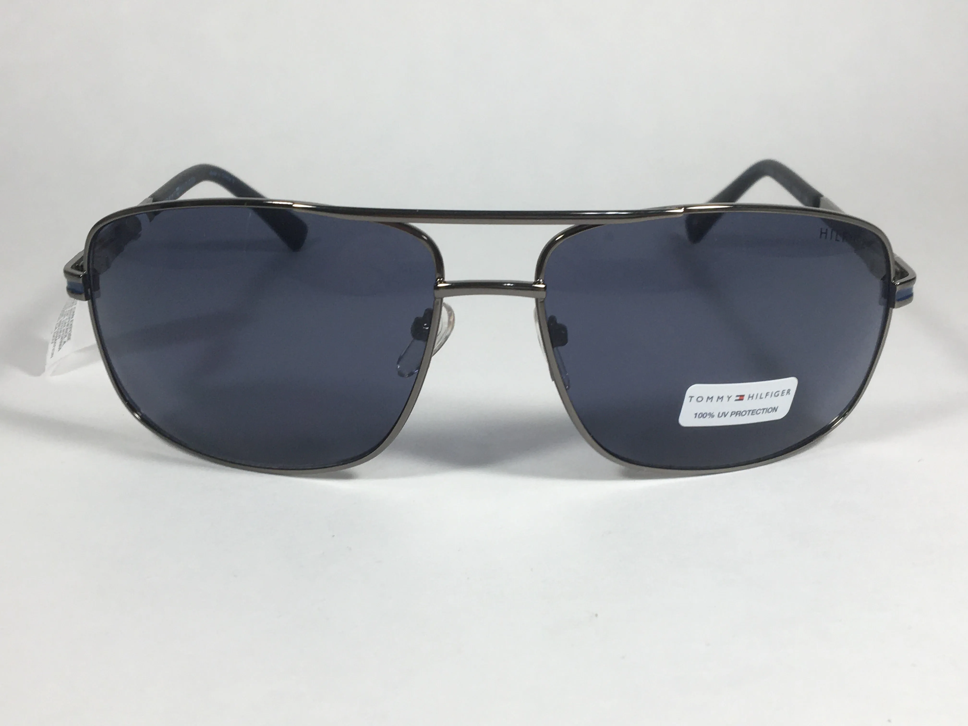 Tommy Hilfiger Phillip Rectangular Sunglasses Gunmetal Frame Blue Gray Lens PHILLIP MM OM224