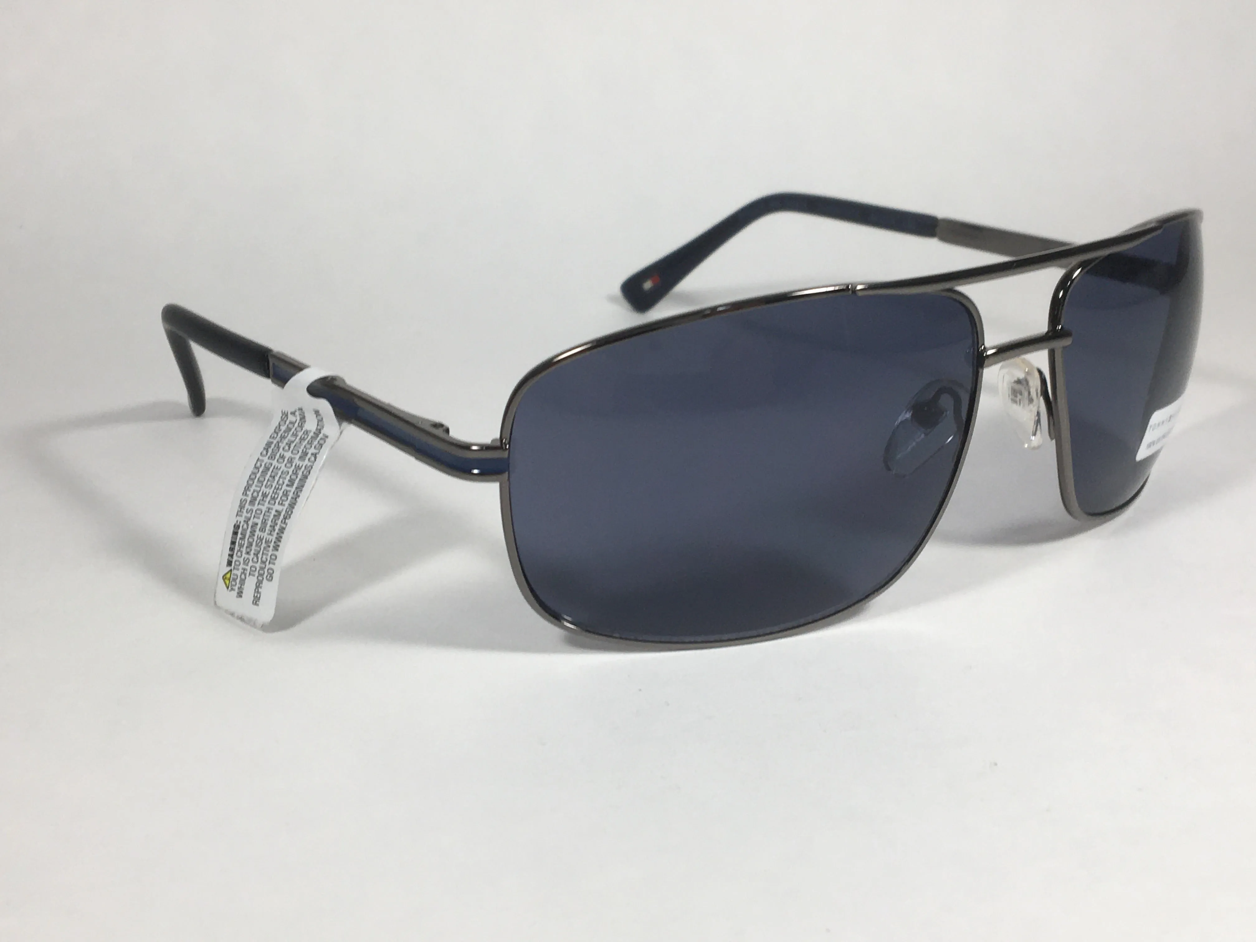Tommy Hilfiger Phillip Rectangular Sunglasses Gunmetal Frame Blue Gray Lens PHILLIP MM OM224