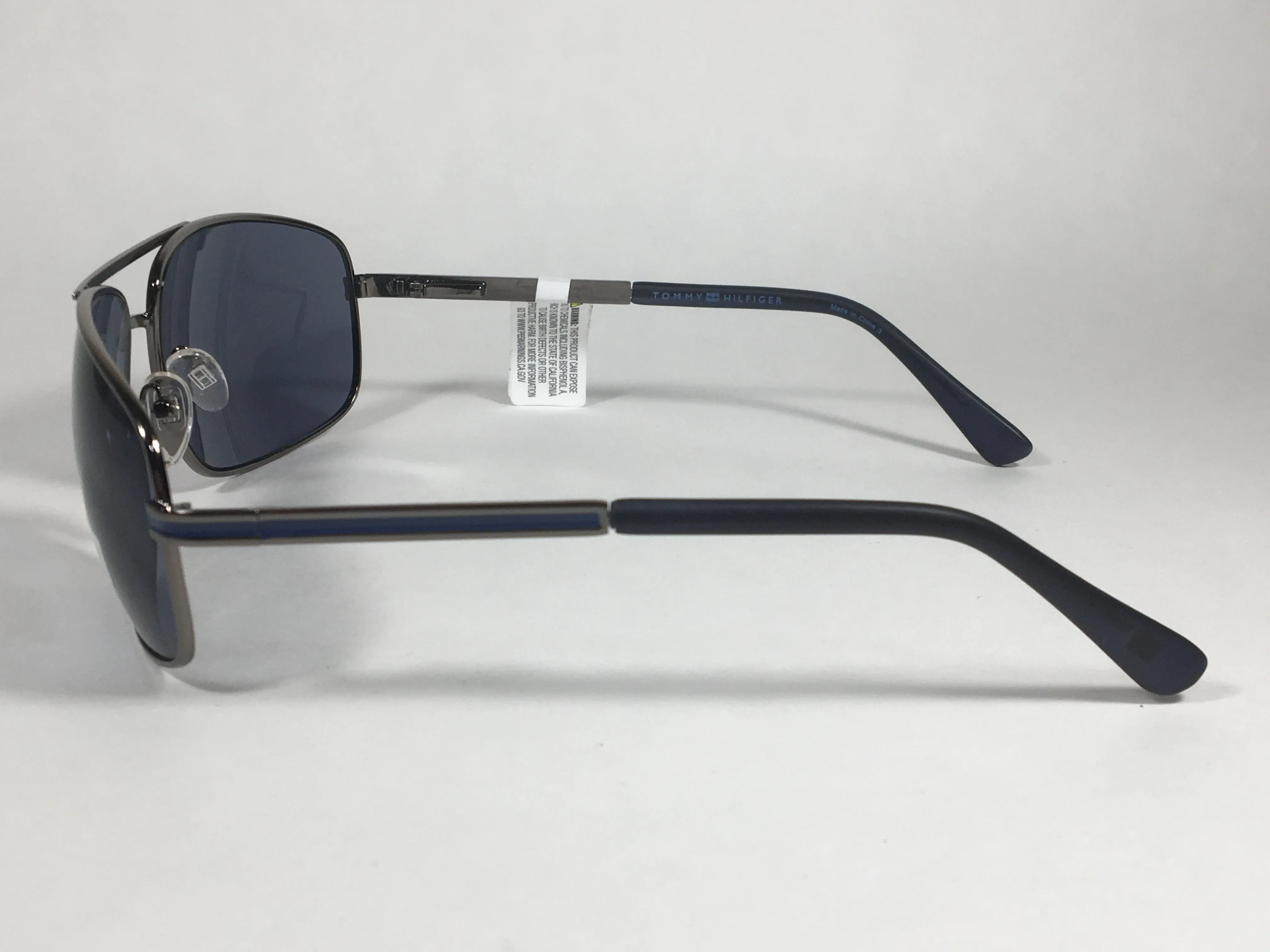 Tommy Hilfiger Phillip Rectangular Sunglasses Gunmetal Frame Blue Gray Lens PHILLIP MM OM224