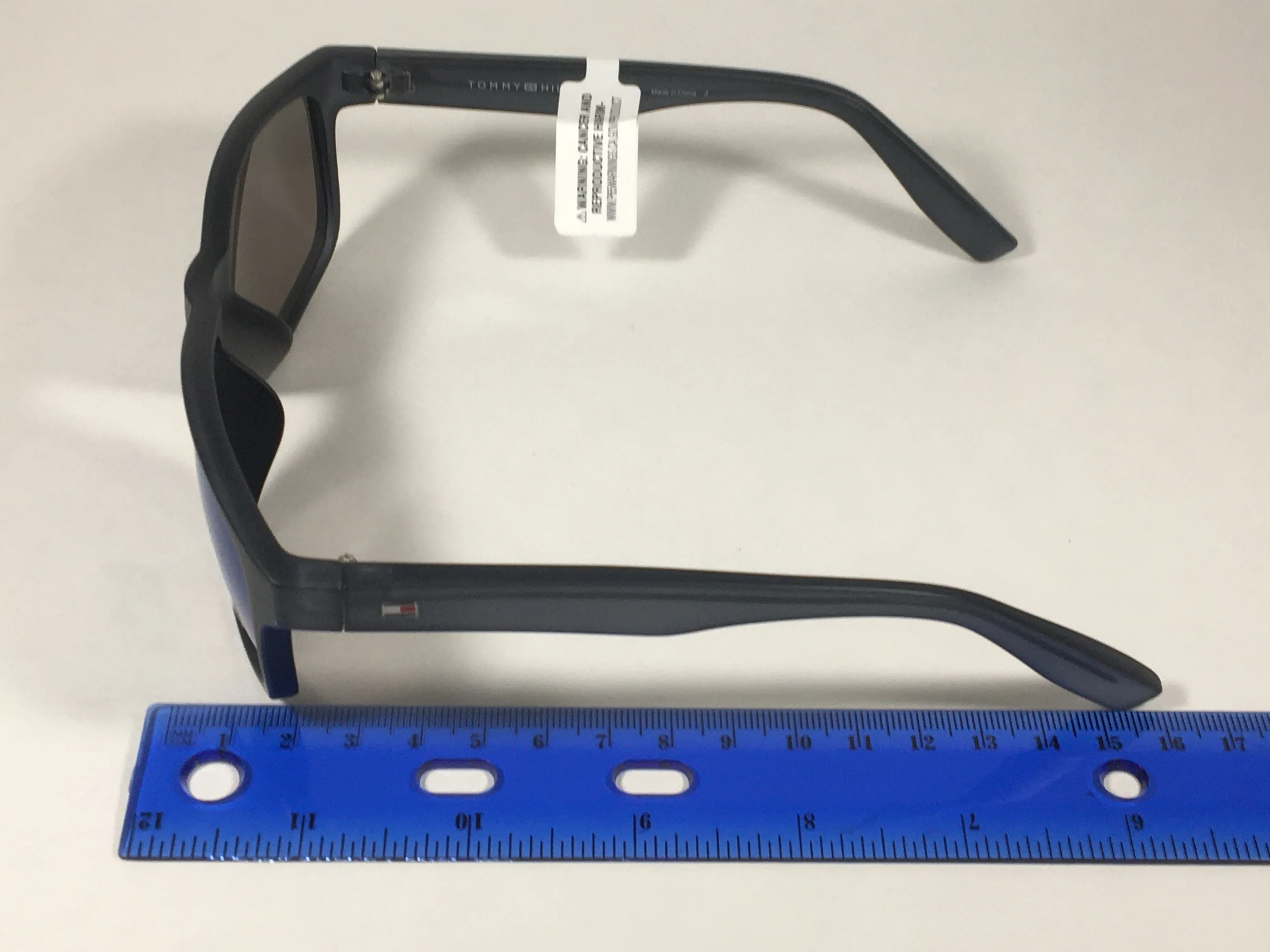 Tommy Hilfiger Saint Rectangular Sunglasses Blue Gray Frame Blue Flash Mirror Lens SAINT MP OM492
