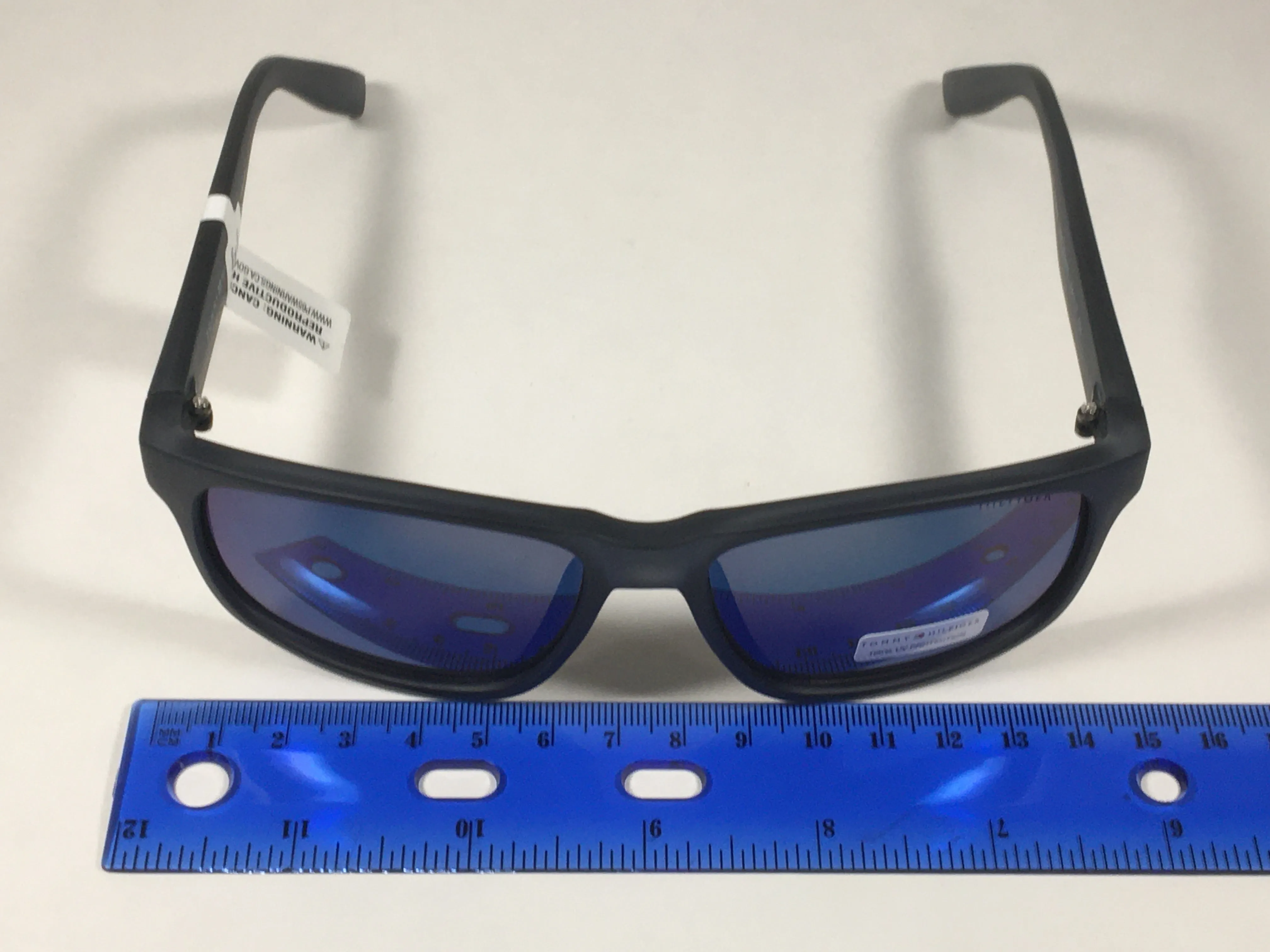 Tommy Hilfiger Saint Rectangular Sunglasses Blue Gray Frame Blue Flash Mirror Lens SAINT MP OM492
