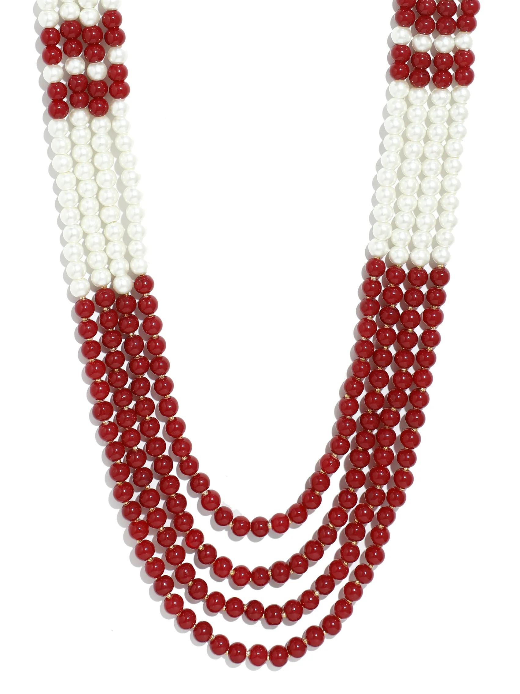 Traditional Red and White Beads Maharaja Moti Mala for Men