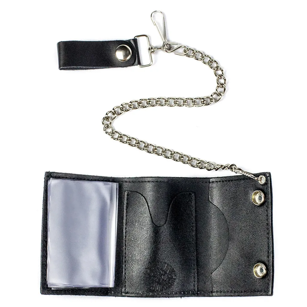 Tri-Fold Wallet w/ Chain- Red Flame