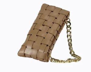 Valencia Basket Weave Clutch - Khaki