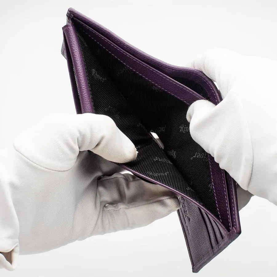 Violet Crocodile Backbone Leather Mens Wallets