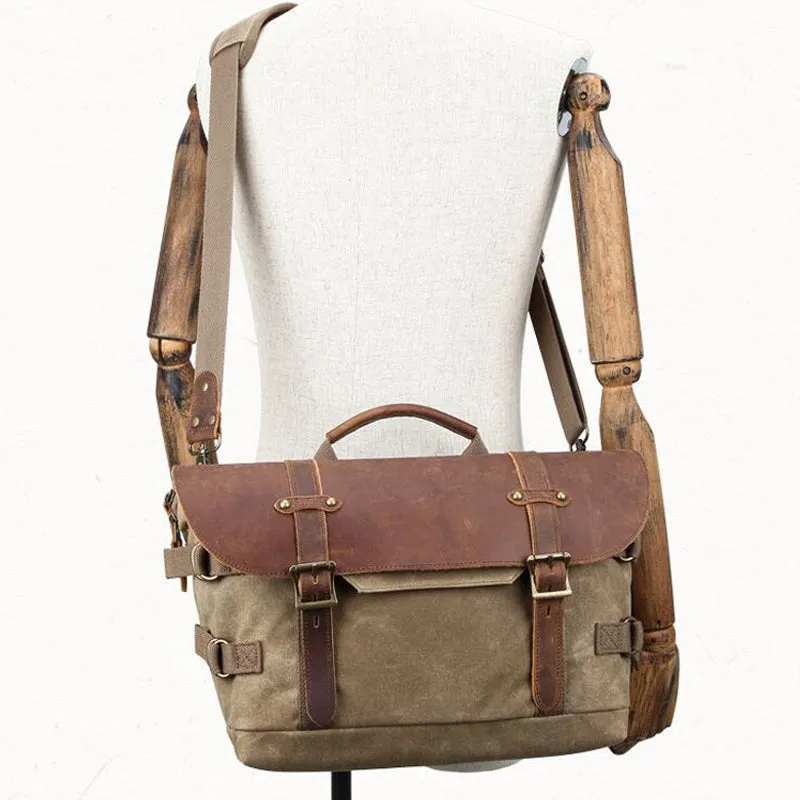 Waterproof Canvas DSLR Camera Bag Canvas Shoulder Camera Bag Messenger Bag QSM3032