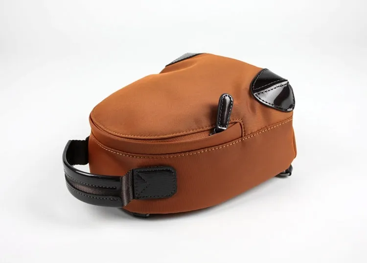 Womens Nylon Small Backpack Purse Black&Orange Convertible Crossbody Bag Nylon Backpack Shoulder Bag for Ladies