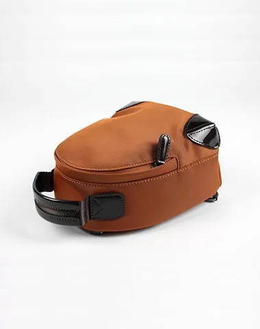 Womens Nylon Small Backpack Purse Black&Orange Convertible Crossbody Bag Nylon Backpack Shoulder Bag for Ladies