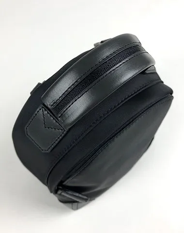 Womens Nylon Small Backpack Purse Black&Orange Convertible Crossbody Bag Nylon Backpack Shoulder Bag for Ladies