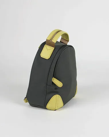 Womens Nylon Small Backpack Purse Gray&Yellow Convertible Crossbody Bag Nylon Backpack Shoulder Bag for Ladies