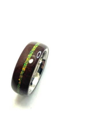 Wooden Ring | Katalox with Olive Green Opal Inlay Ring