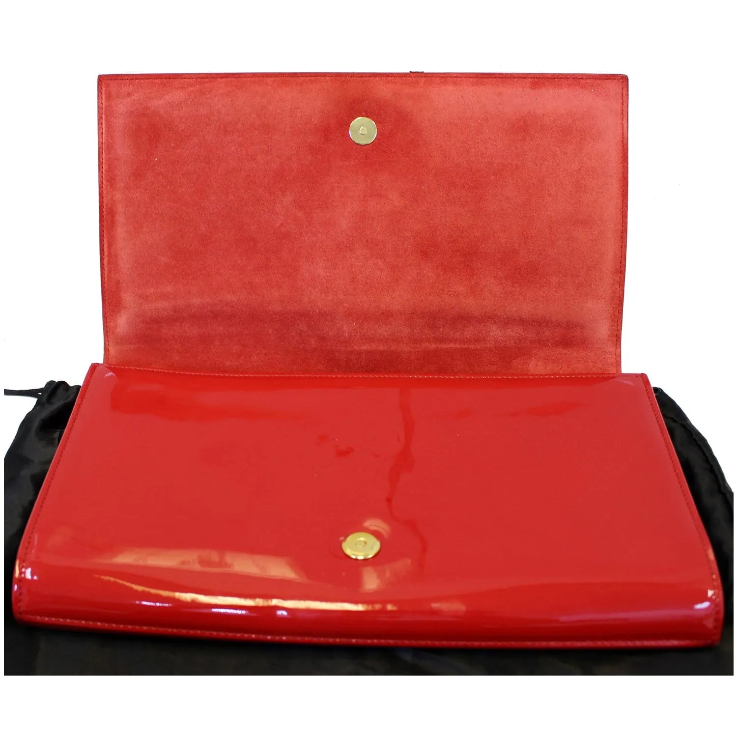 YVES SAINT LAURENT Large Belle de Jour Patent Leather Clutch Bag Red