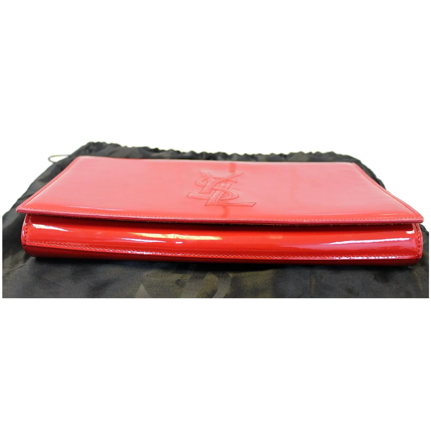 YVES SAINT LAURENT Large Belle de Jour Patent Leather Clutch Bag Red