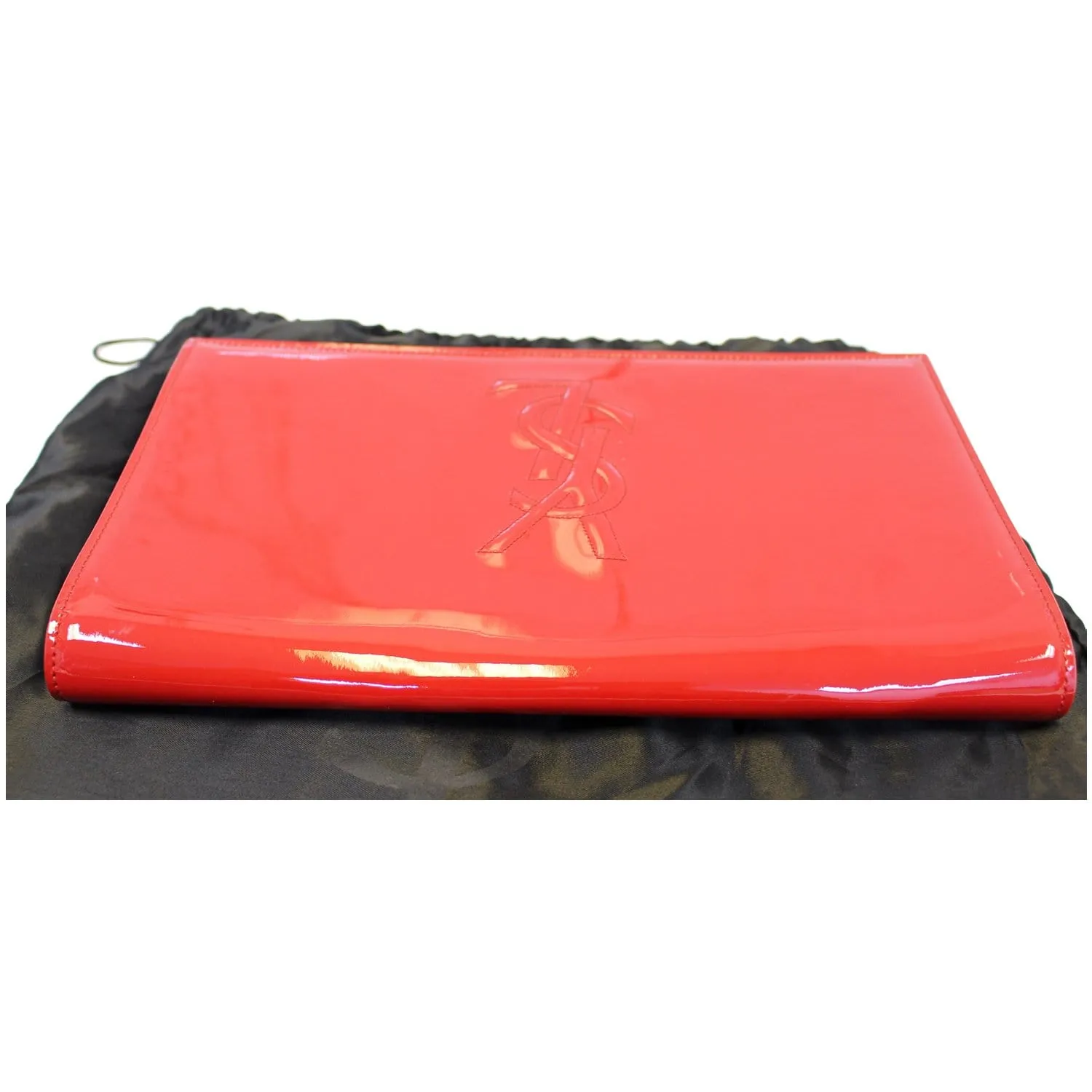YVES SAINT LAURENT Large Belle de Jour Patent Leather Clutch Bag Red