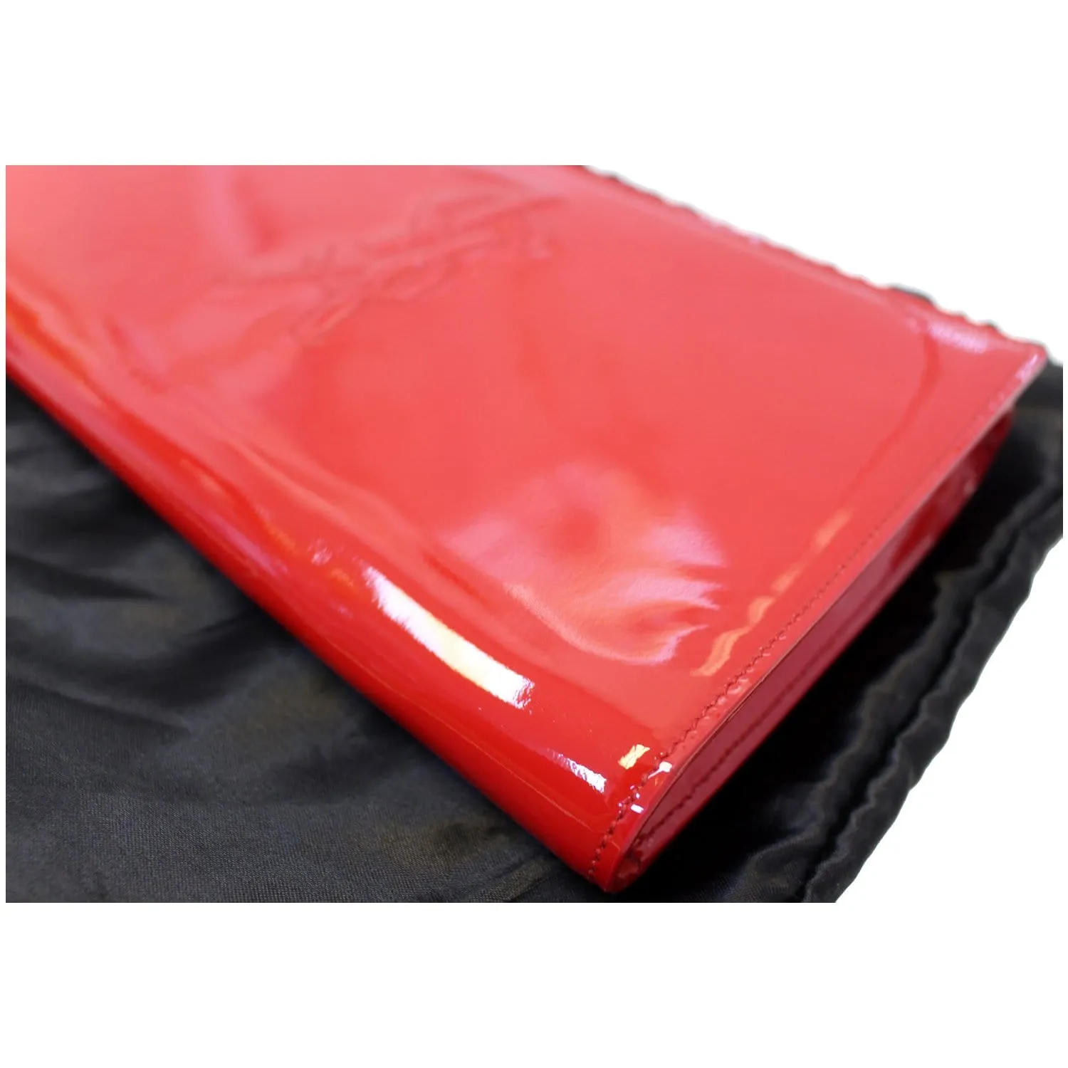 YVES SAINT LAURENT Large Belle de Jour Patent Leather Clutch Bag Red